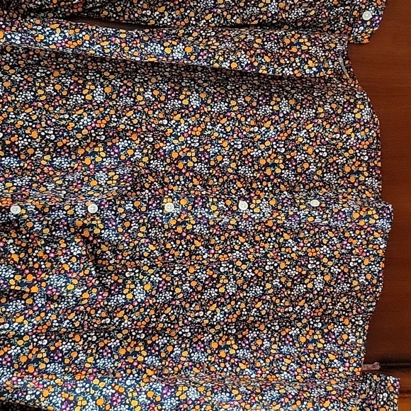 J.CREW | 98% Cotton Floral Button Up Long Sleeve Blouse with Tie Neckline - L - Picture 3 of 11